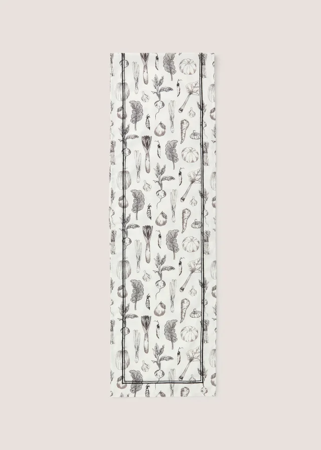 Black & White Farmer's Market Table Runner