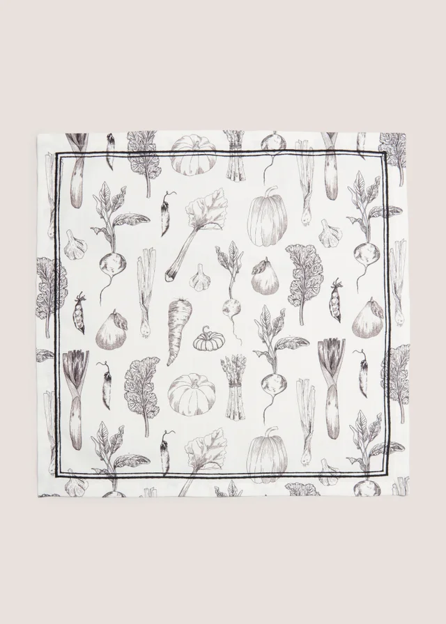 4 Pack Black & White Farmer's Market Napkins
