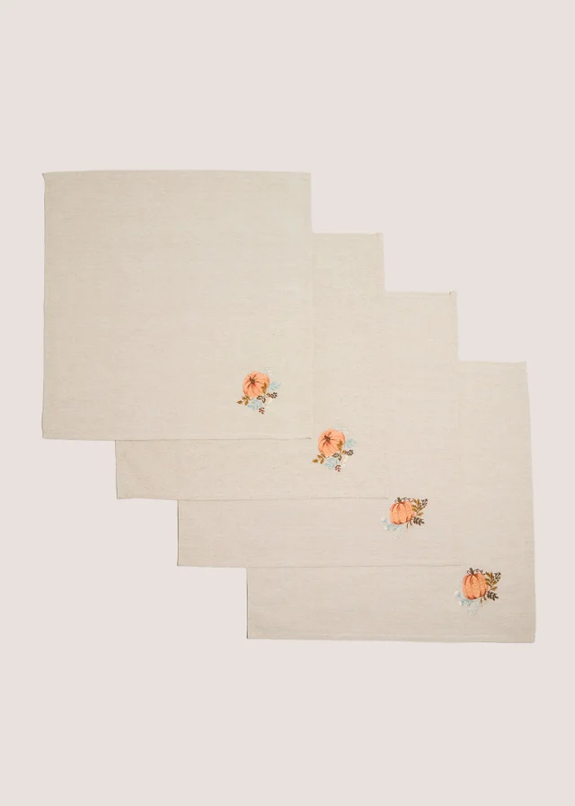 Beige 4PK Pumpkin Napkins