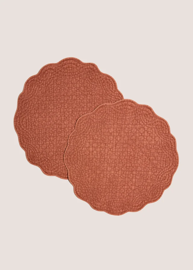 2 Pack Orange Quilted Placemats
