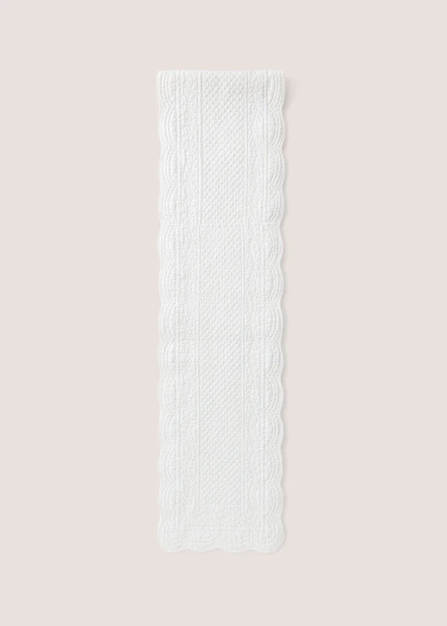 Cream Quilted Table Runner