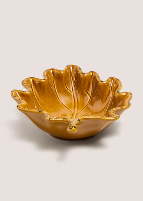 Medium Yellow Leaf Serving Bowl Image 1