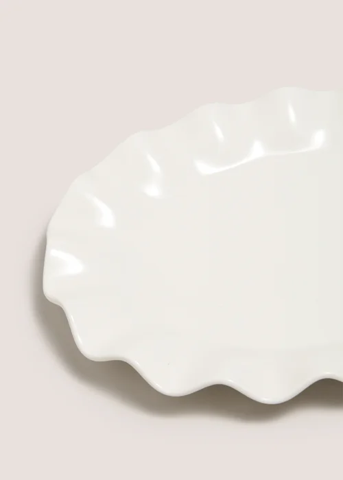 White Wave Oval Serving Plate Image 2