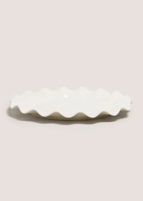 White Wave Oval Serving Plate Image 1