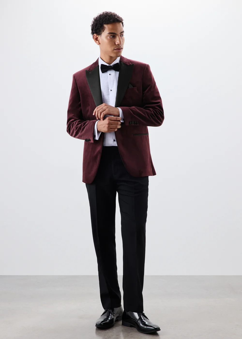 Burgundy Velvet Tuxedo Jacket - XS Image 4