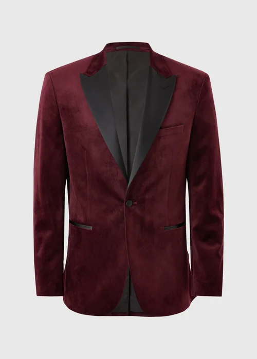 Burgundy Velvet Tuxedo Jacket - XS Image 5