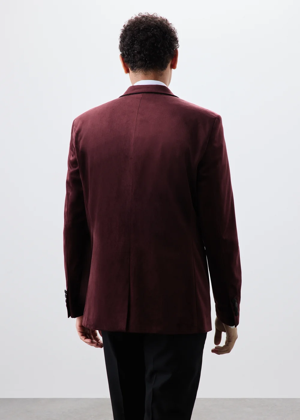 Burgundy Velvet Tuxedo Jacket - XS Image 2