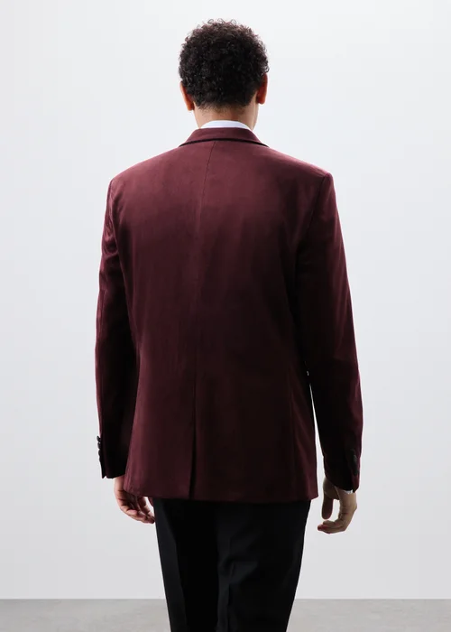 Burgundy Velvet Tuxedo Jacket - XS Image 2