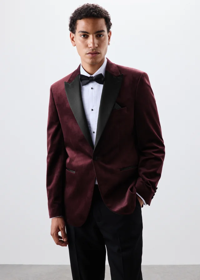 Burgundy Velvet Tuxedo Jacket