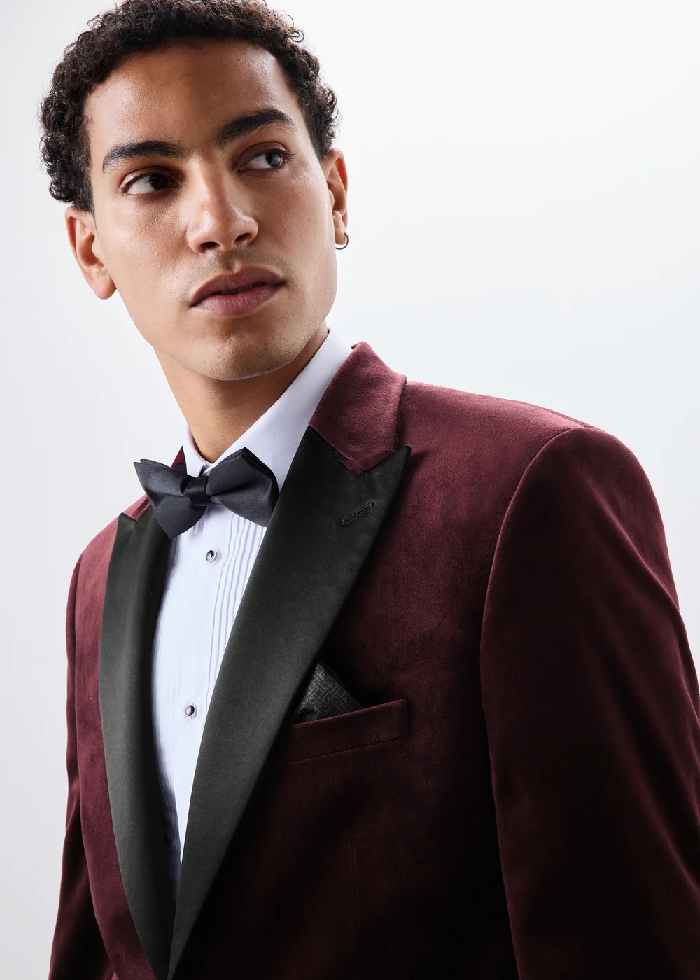 Burgundy Velvet Tuxedo Jacket - XS Image 3