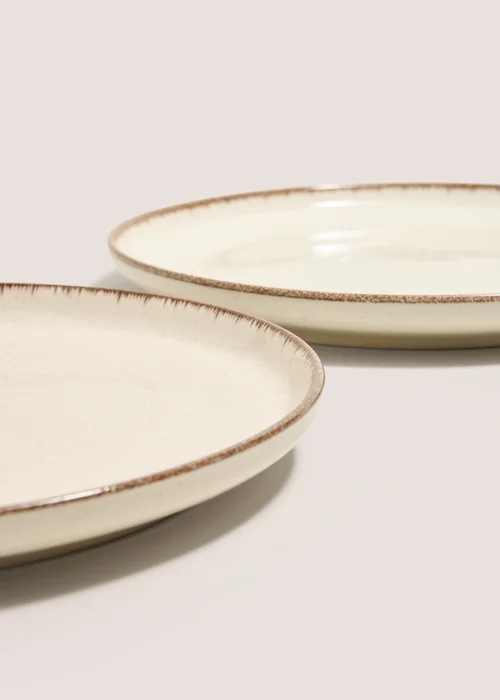 2 Pack Cream Brushed Dinner Plates Image 2