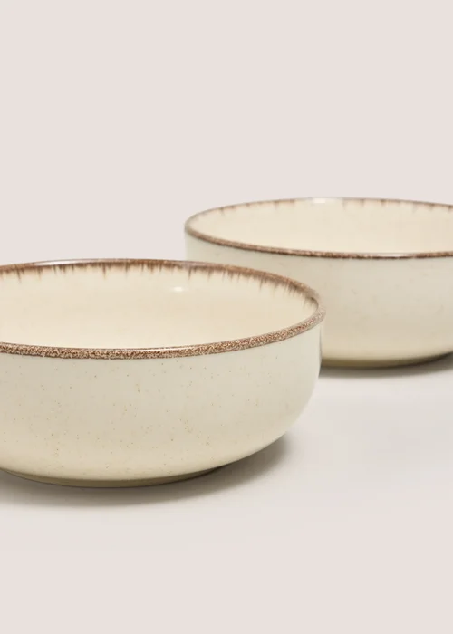 2 Pack Cream Brushed Bowls Image 2