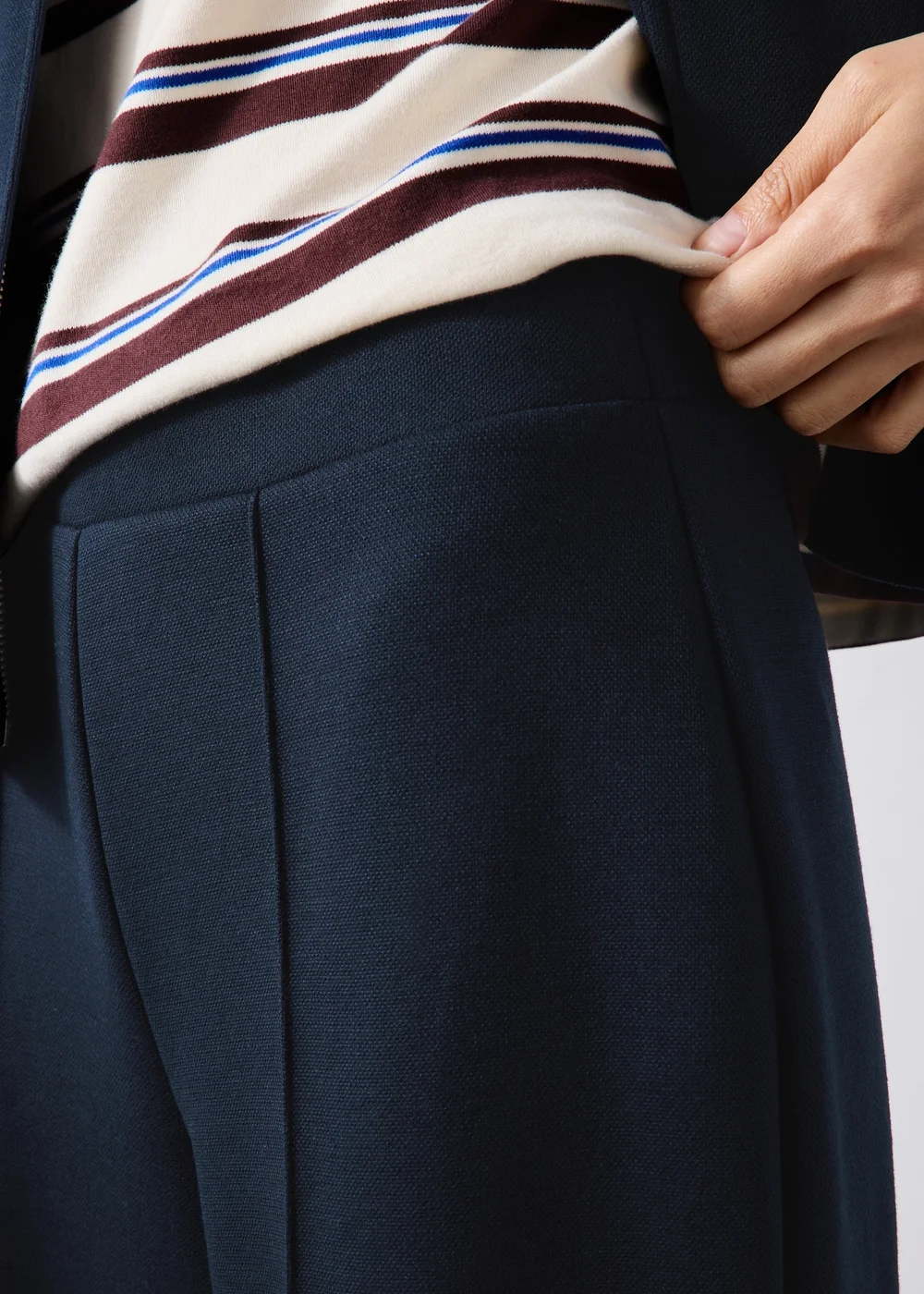 Navy Wide Leg Trousers - 8/L29 Image 3