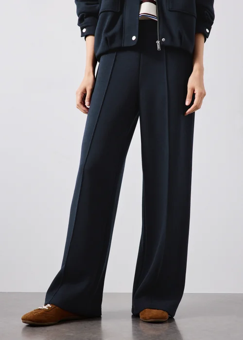 Navy Wide Leg Trousers - 8/L29 Image 1