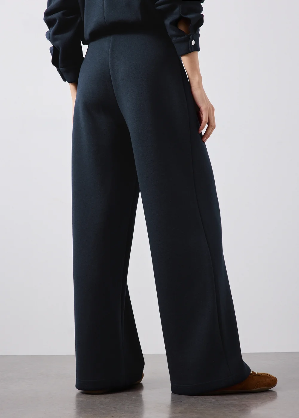 Navy Wide Leg Trousers - 8/L29 Image 2
