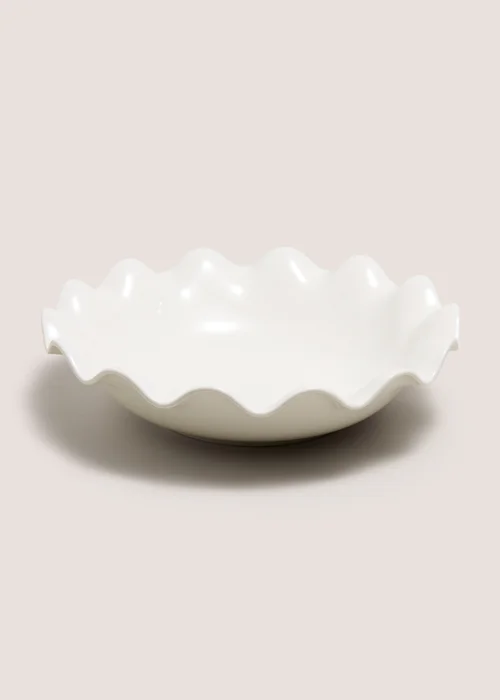 White Wave Serving Bowl Image 1