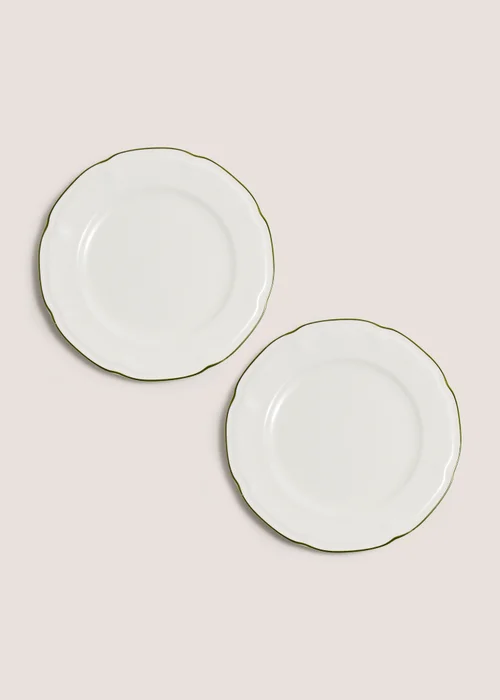 2 Pack Green Scallop Dinner Plates Image 1