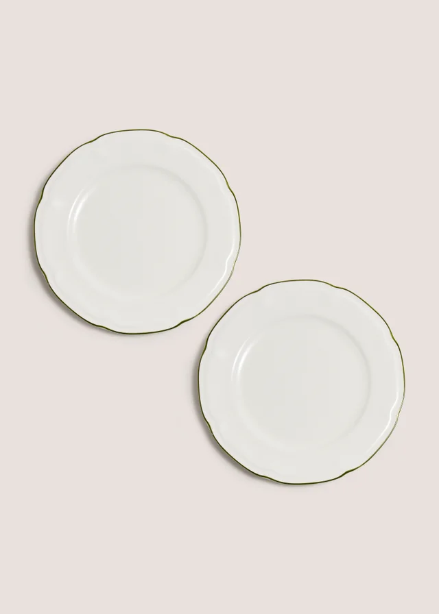 2 Pack Green Scallop Dinner Plates