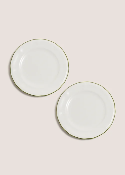 2 Pack Green Scallop Side Plates Image 1