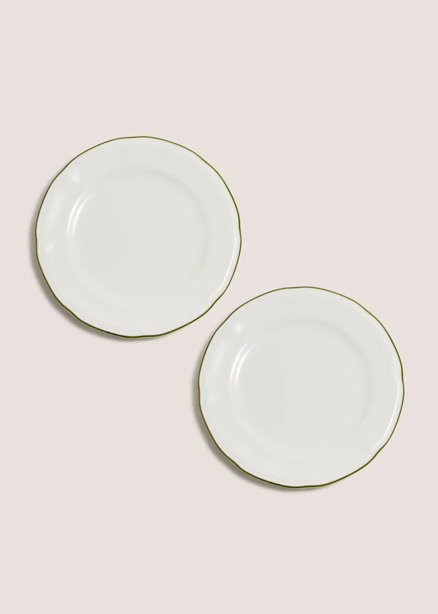 2 Pack Green Scallop Side Plates
