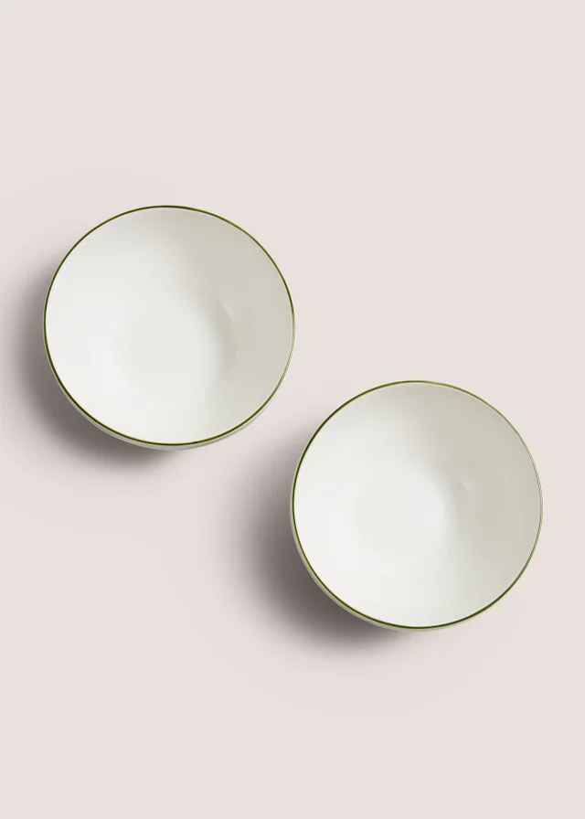 2 Pack Green Scallop Bowls
