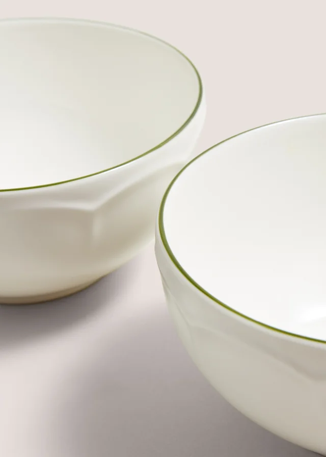 2 Pack Green Scallop Bowls