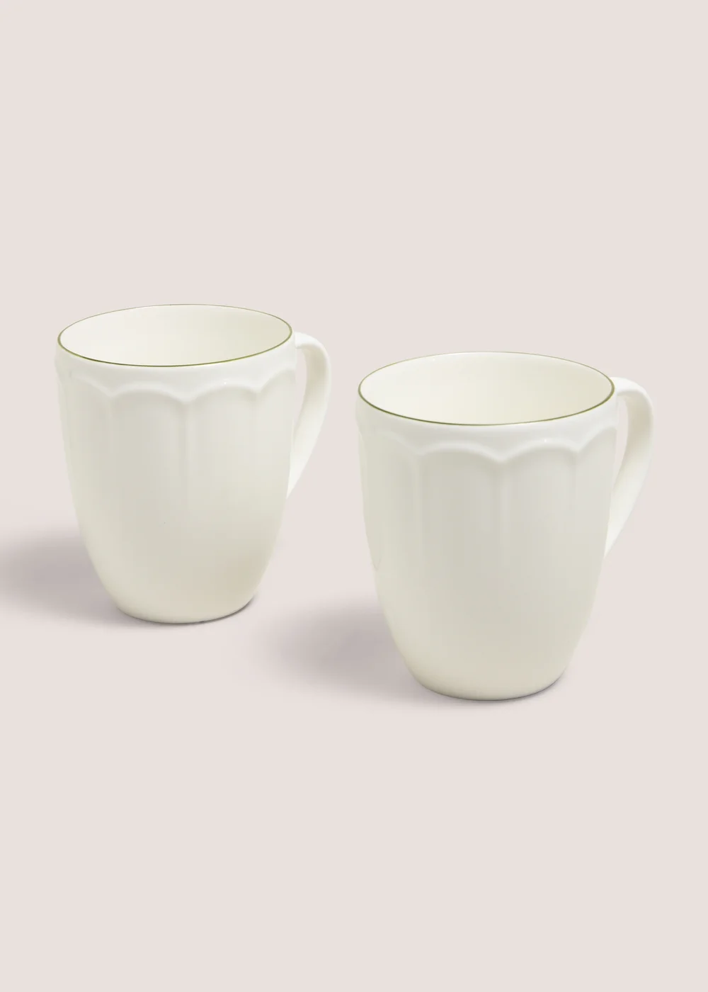 2 Pack Cream & Green Scallop Mugs Image 1