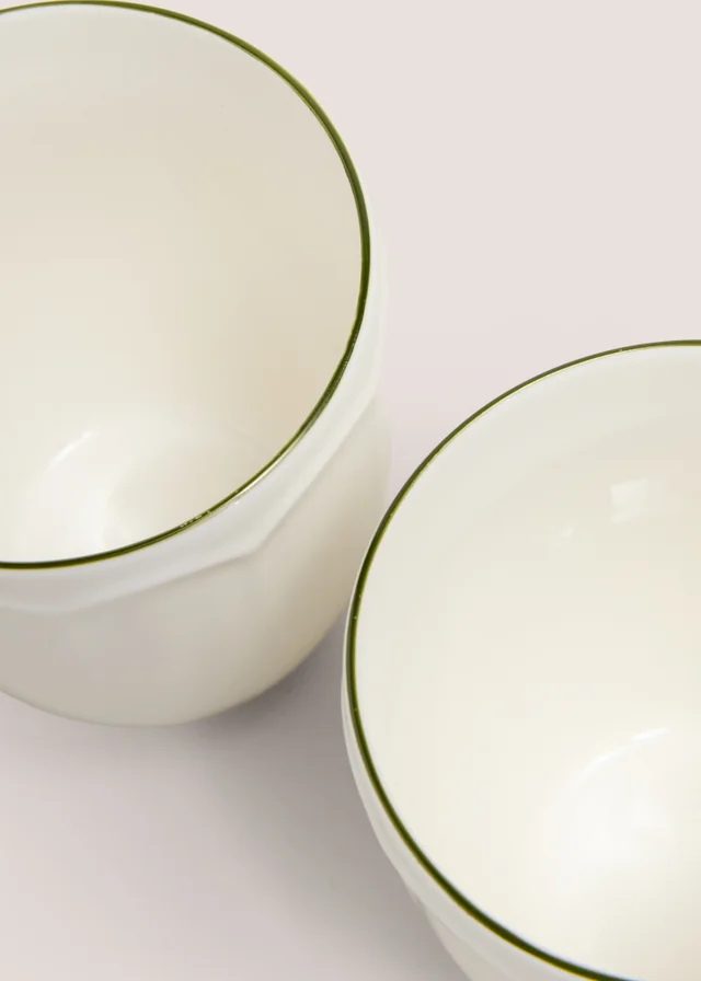 2 Pack Cream & Green Scallop Mugs