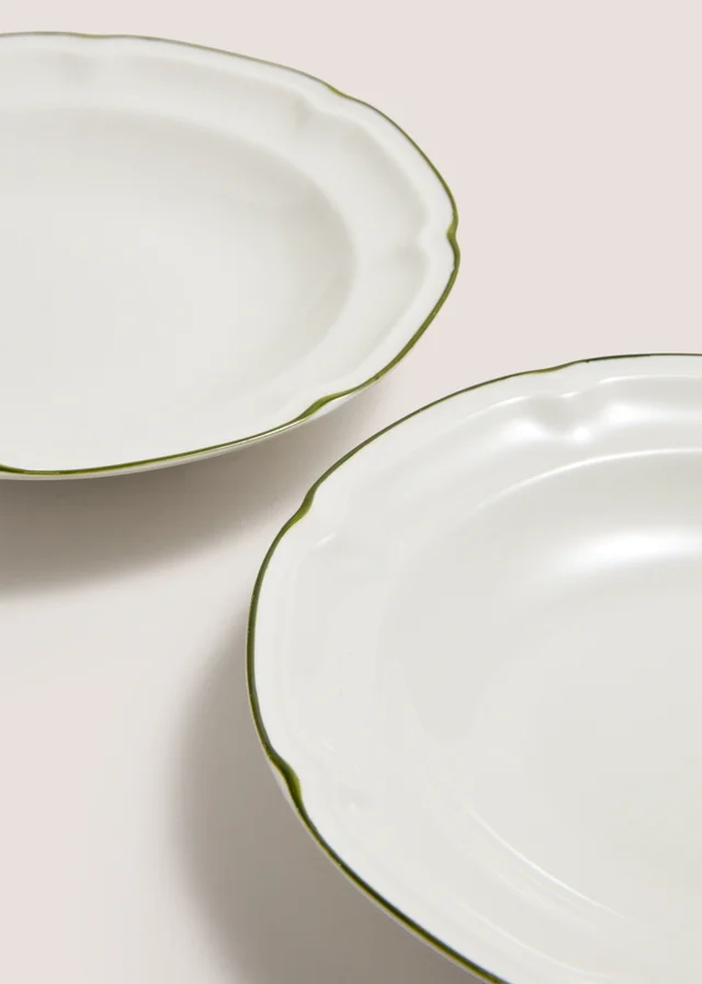 2 Pack Green Scallop Pasta Bowls
