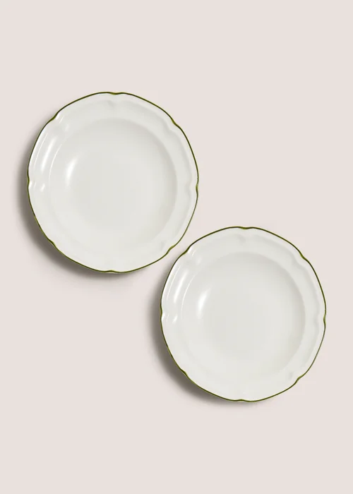 2 Pack Green Scallop Pasta Bowls Image 1