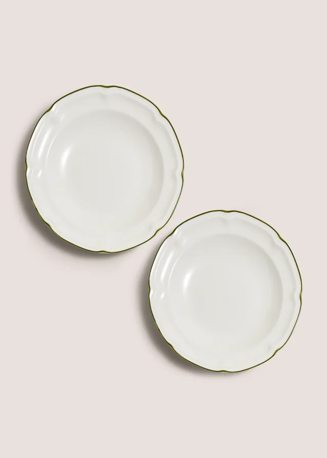 2 Pack Green Scallop Pasta Bowls