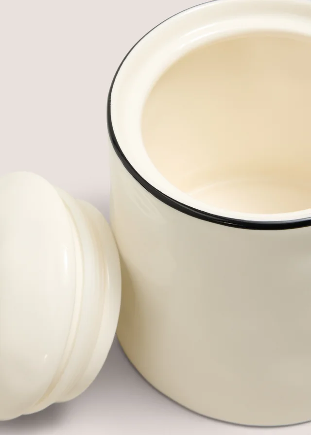 White Ceramic Loop Top Small Storage Jar