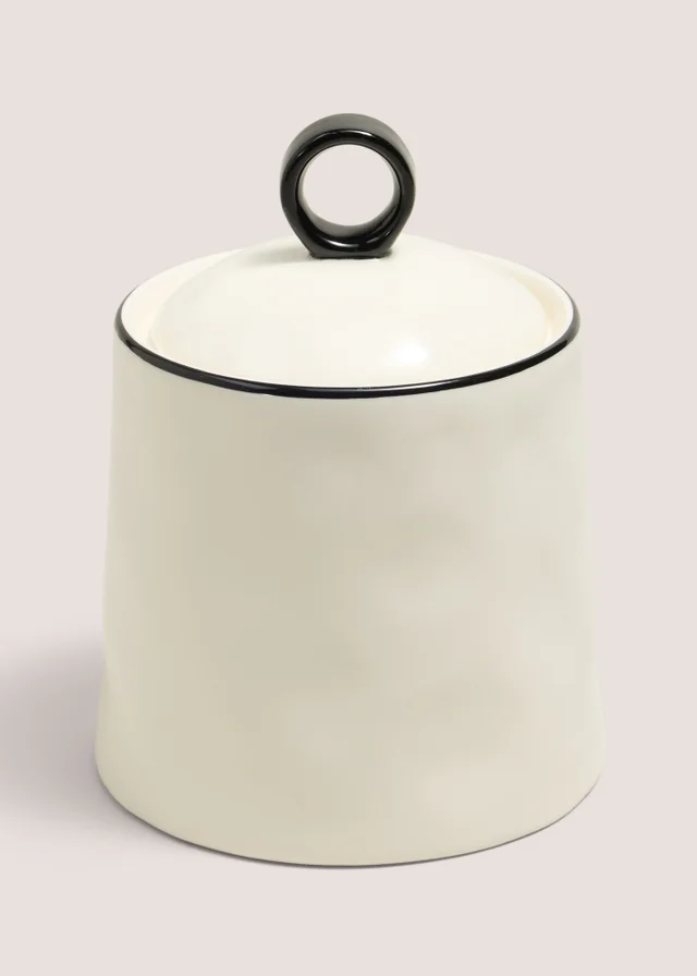 White Ceramic Loop Top Small Storage Jar