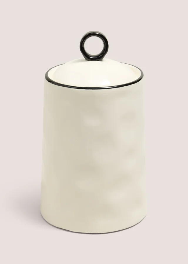 White Ceramic Loop Top Large Storage Jar
