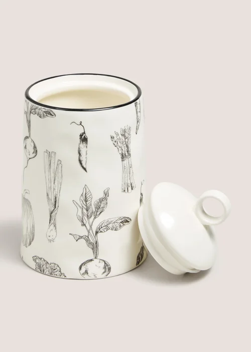 White Ceramic Farmers Market Storage Jar Image 2