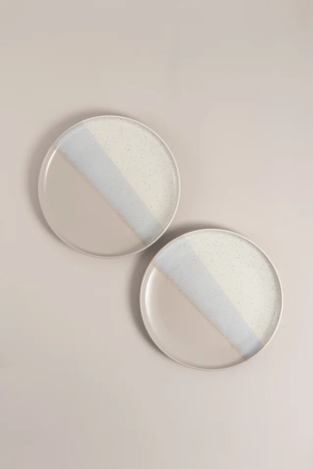 2 Pack Cream Reactive Dinner Plates