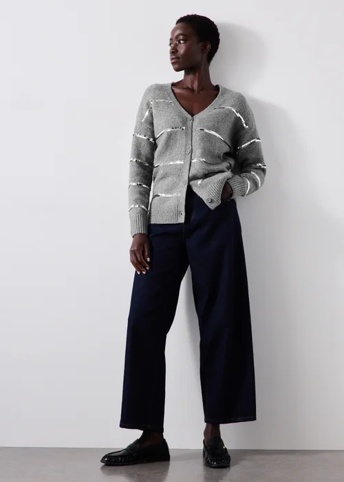 Charcoal Sequin Stripe Cardigan - XS Image 4