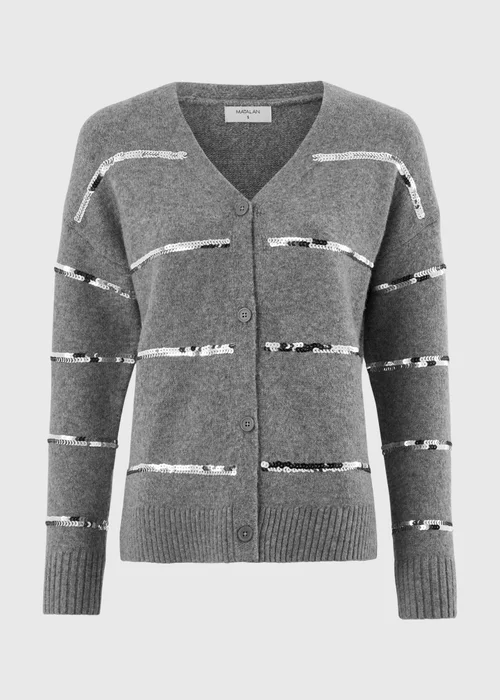 Charcoal Sequin Stripe Cardigan - XS Image 5
