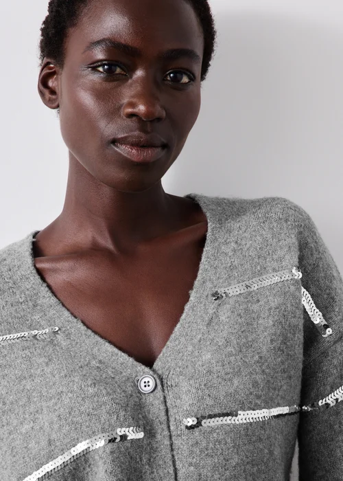 Charcoal Sequin Stripe Cardigan - XS Image 3