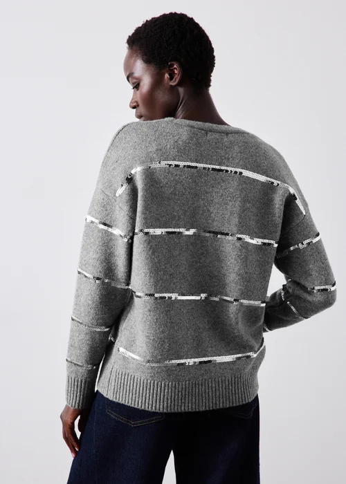 Charcoal Sequin Stripe Cardigan - XS Image 2