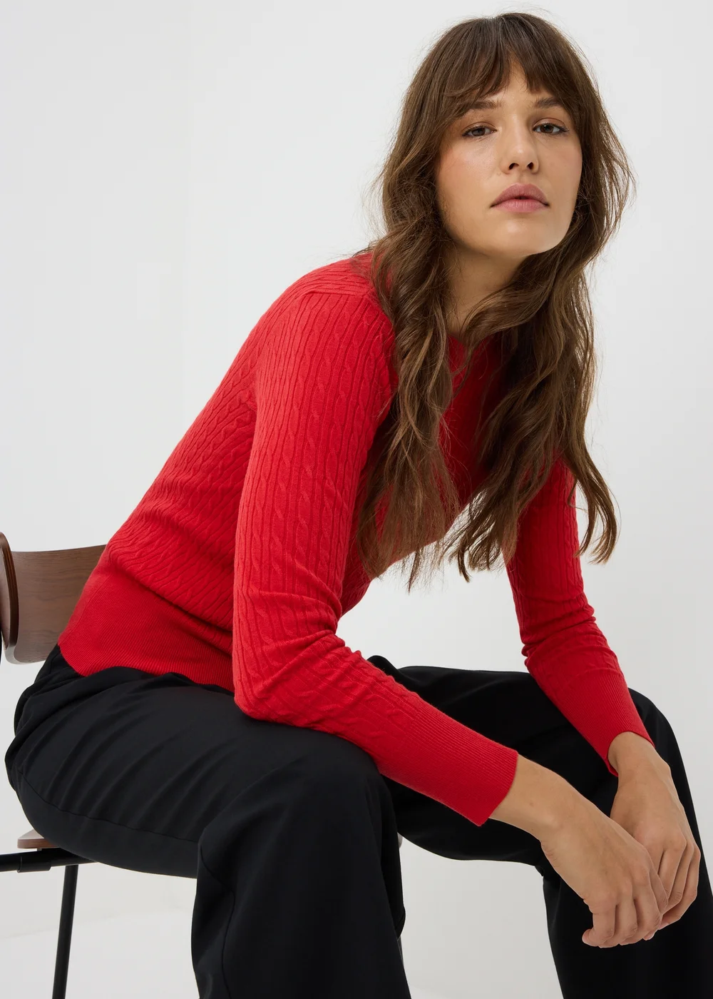 Red Knitted Babycable Crewneck Jumper - 8 Image 1