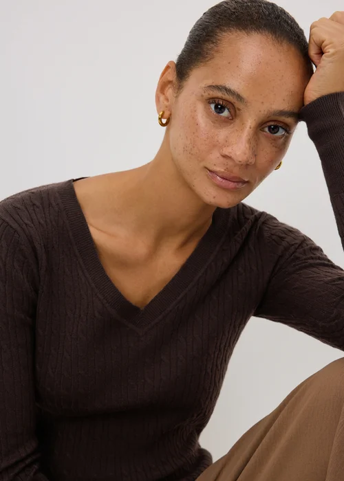 Chocolate Brown Babycable Knitted Jumper - 18 Image 3