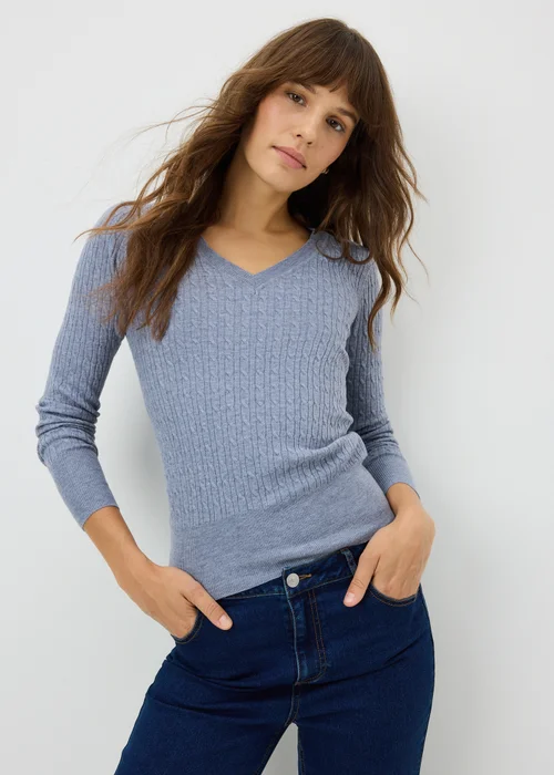 Denim Blue Babycable Knitted Jumper - 8 Image 1