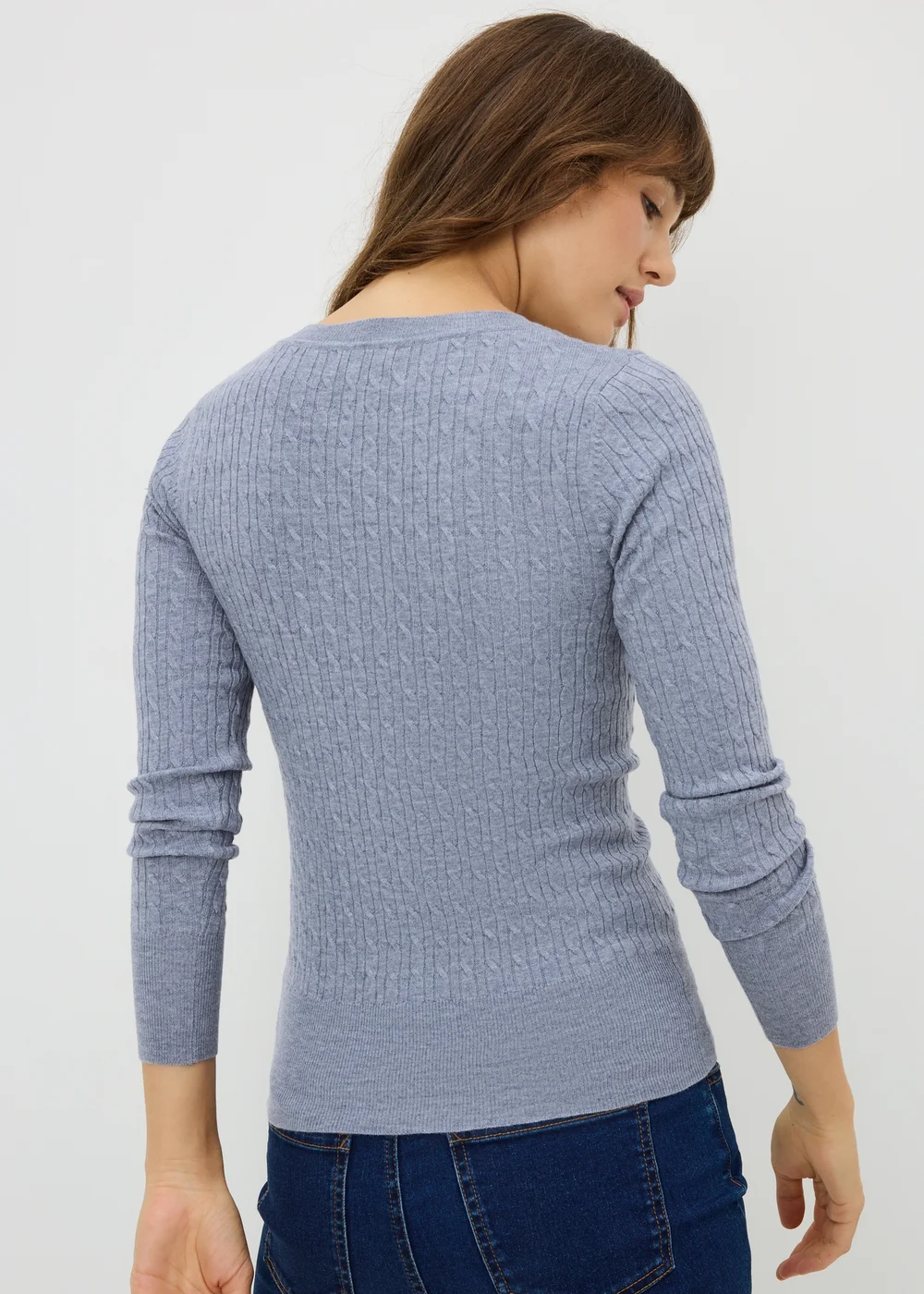Denim Blue Babycable Knitted Jumper - 8 Image 2