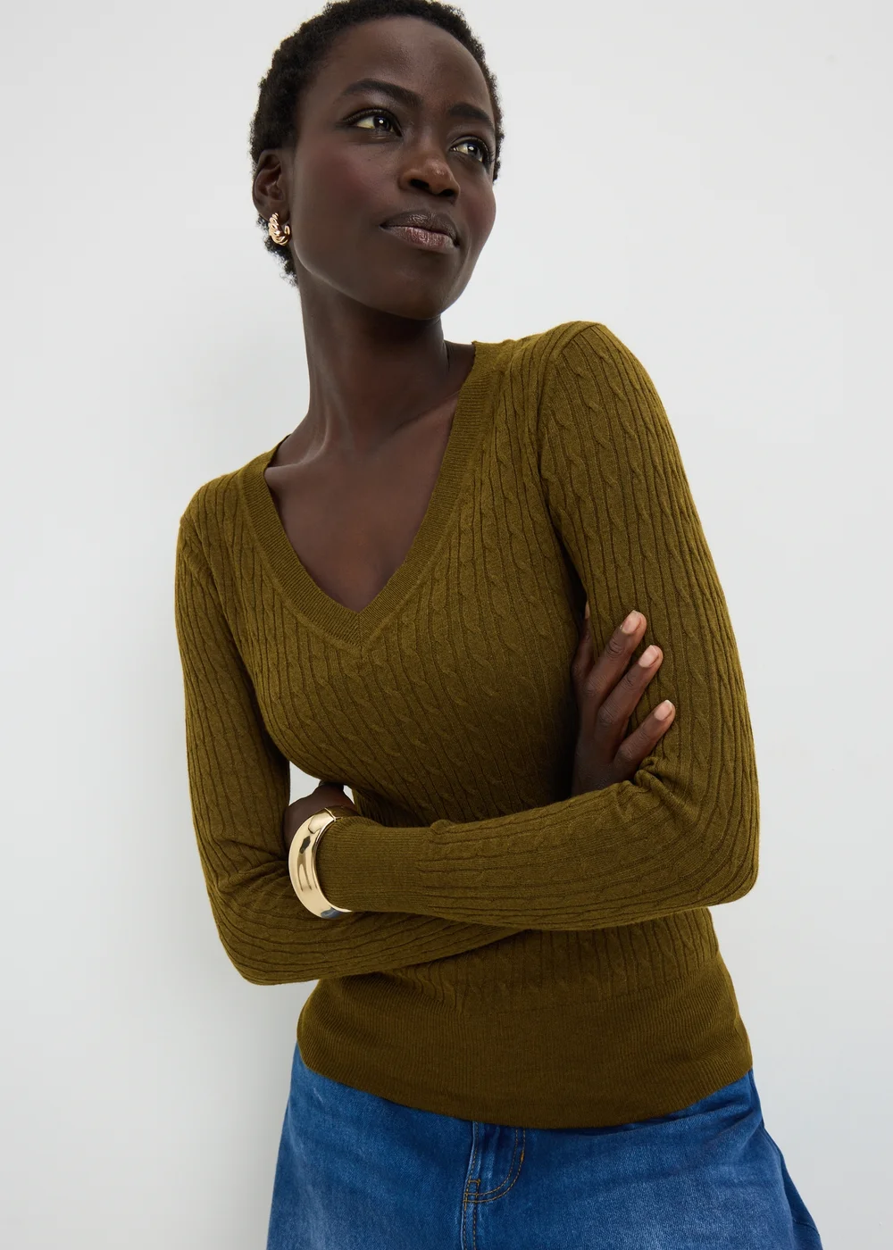 Khaki Babycable Knitted Jumper - 8 Image 1