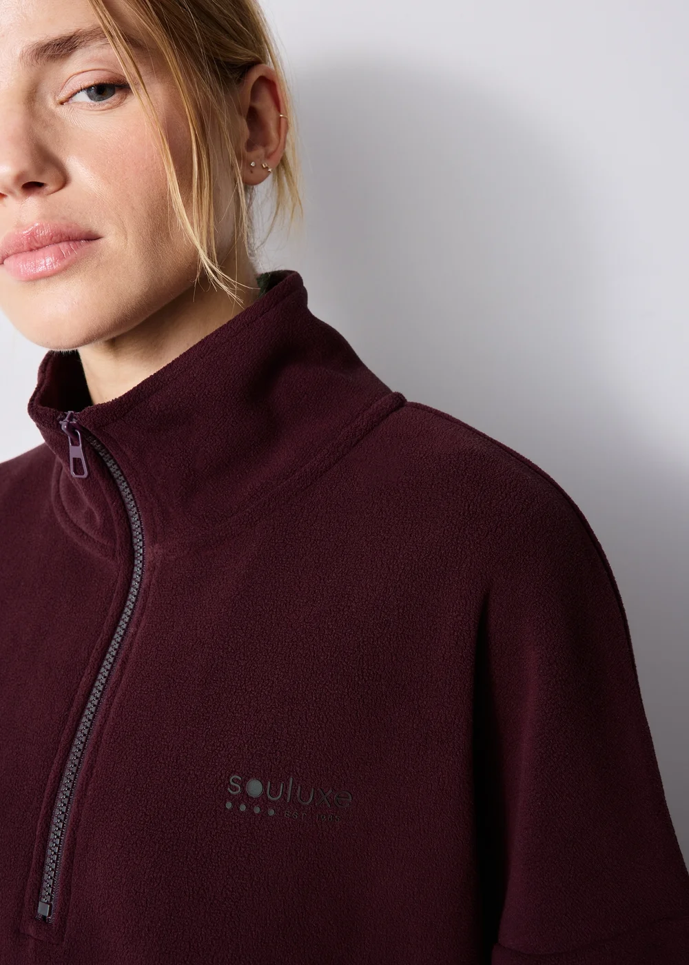 Souluxe Burgundy Half Zip Fleece - M Image 3