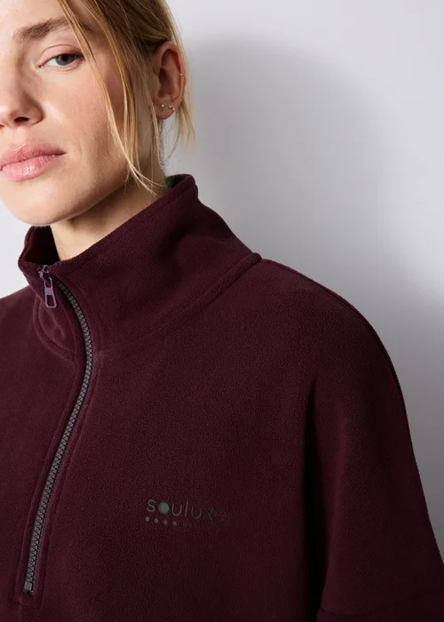 Souluxe Burgundy Half Zip Fleece - M Image 3