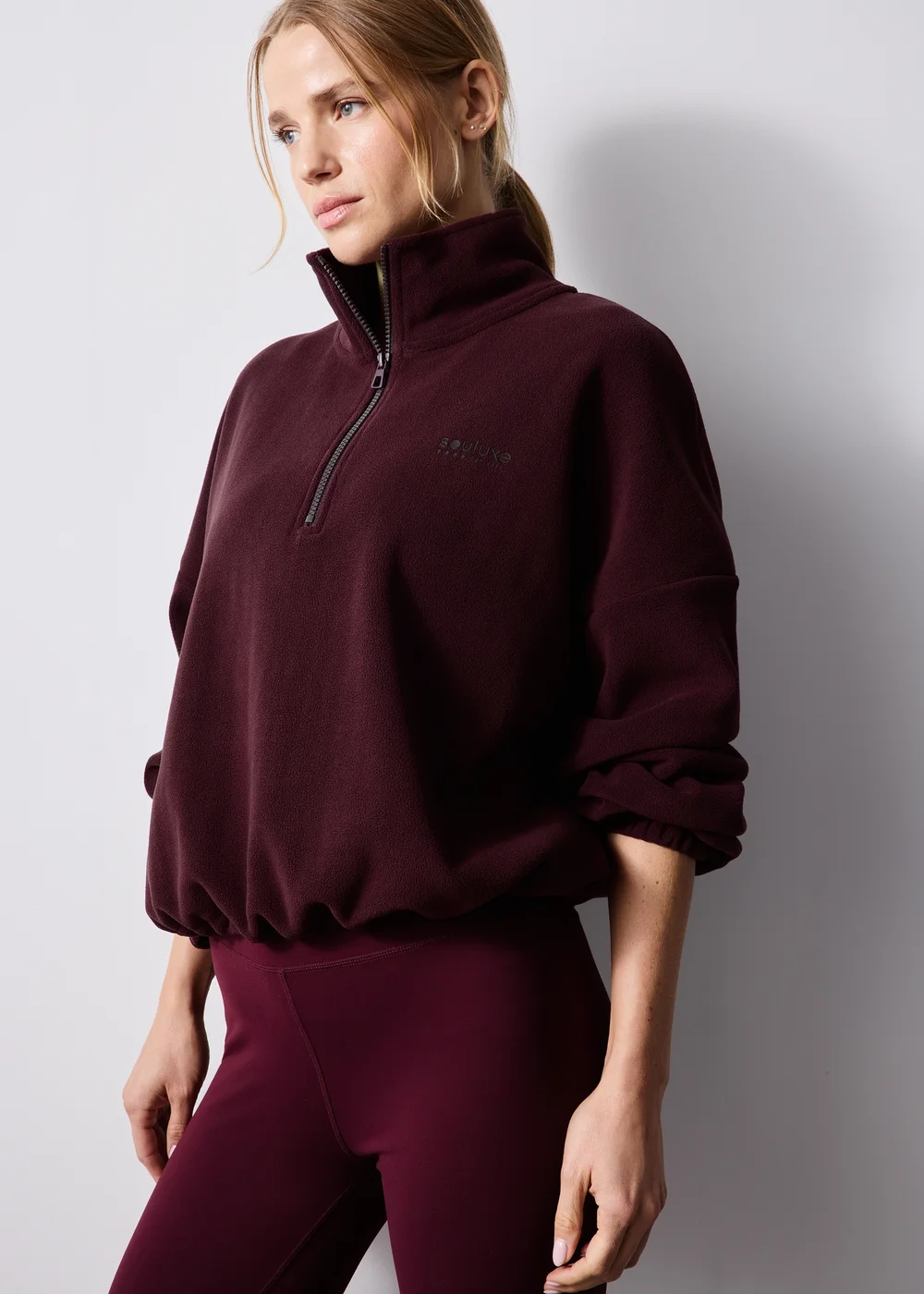 Souluxe Burgundy Half Zip Fleece - S Image 1