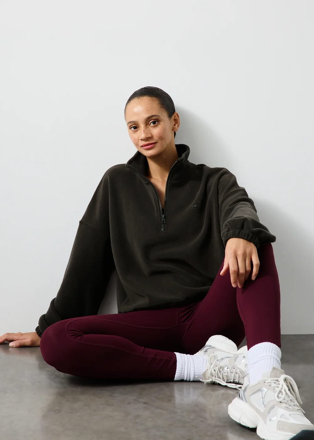 Souluxe Brown Micro Fleece Half Zip Jumper - L Image 4