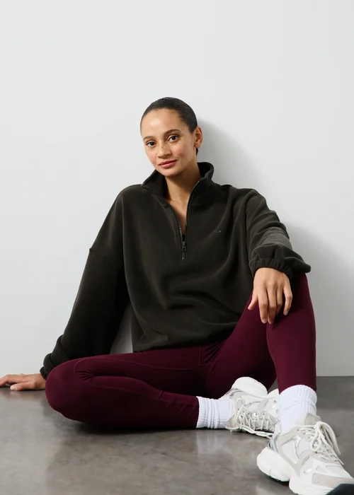 Souluxe Brown Micro Fleece Half Zip Jumper - L Image 4